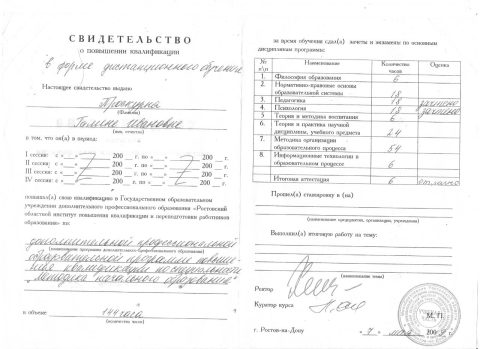 Документ преподавателя Проскурня Галина Ивановна