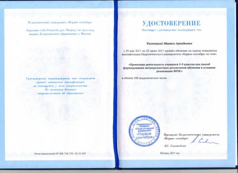 Документ преподавателя Толмацкий Михаил Аркадьевич