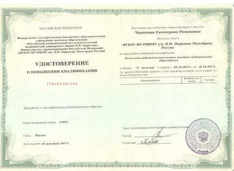 Документ преподавателя Черткова Екатерина Романовна
