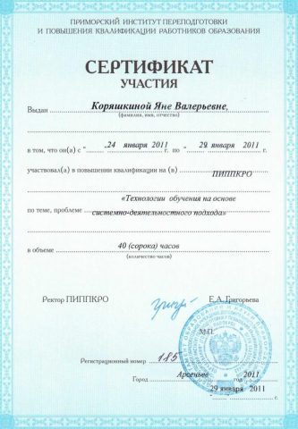 Документ преподавателя Коряшкина Яна Валерьевна