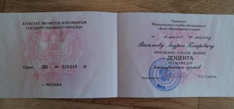Документ преподавателя Васильев Андрей Петрович