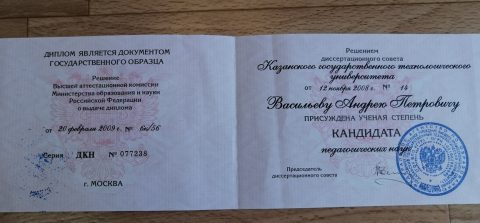 Документ преподавателя Васильев Андрей Петрович