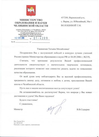 Документ преподавателя Волошина Татьяна Михайловна