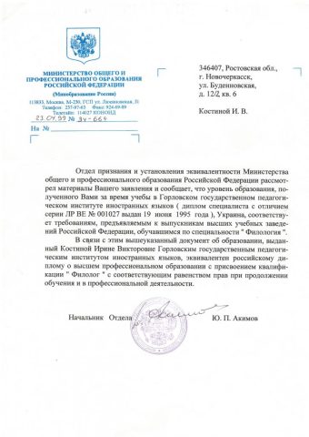 Документ преподавателя Носова (Костина) Ирина Викторовна