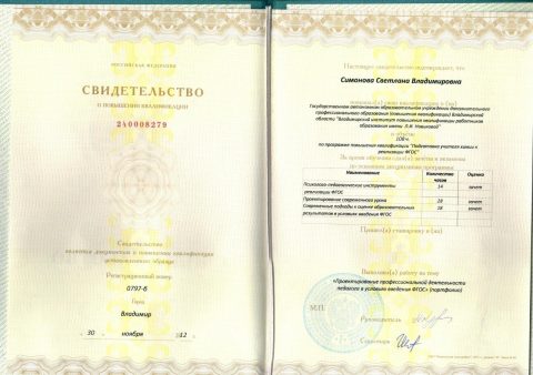 Документ преподавателя Симонова Светлана Владимировна