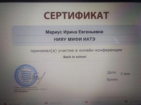 Документ преподавателя Мариус Ирина Евгеньевна