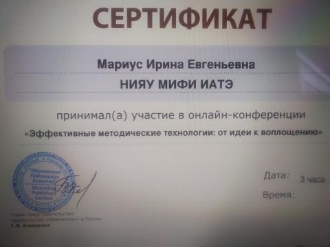 Документ преподавателя Мариус Ирина Евгеньевна
