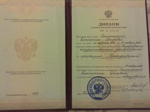 Документ преподавателя Самчинская Екатерина Сергеевна