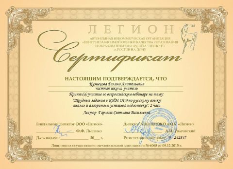 Документ преподавателя Кузнецова Галина Анатольевна