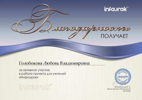 Документ преподавателя Голобокова Любовь Владимировна