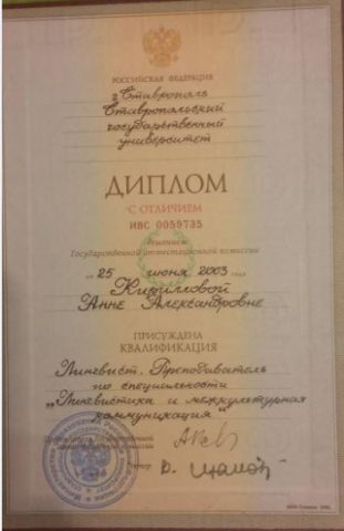 Документ преподавателя Кириллова Анна Александровна