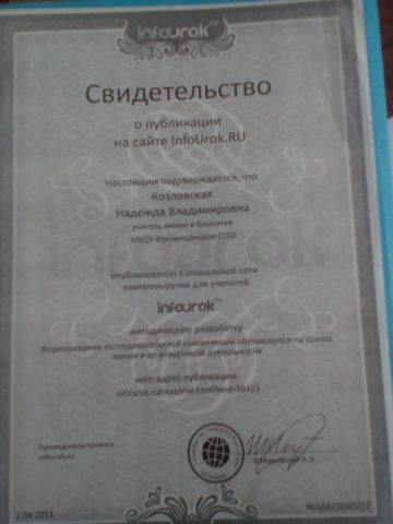 Документ преподавателя Козловская Надежда Владимировна