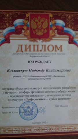 Документ преподавателя Козловская Надежда Владимировна