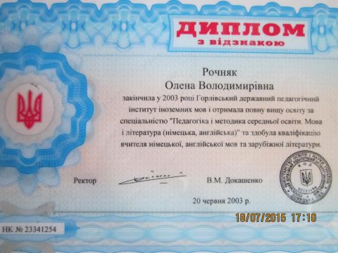 Документ преподавателя Рочняк Елена Владимировна