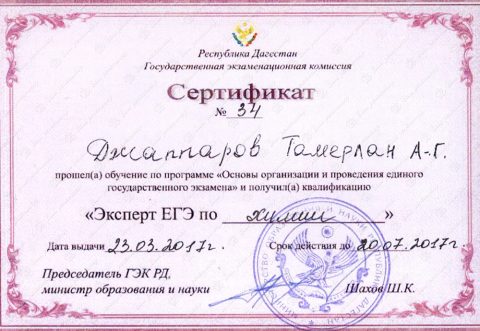 Документ преподавателя Джаппаров Тамерлан Абсалам-Гаджиевич