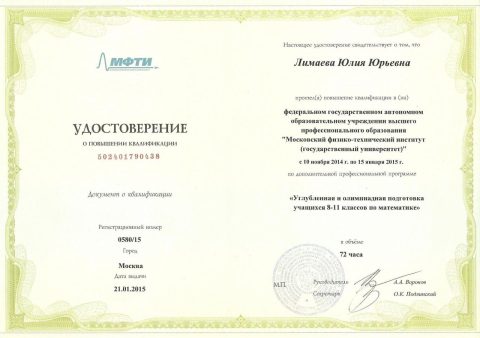 Документ преподавателя Лимаева Юлия Юрьевна