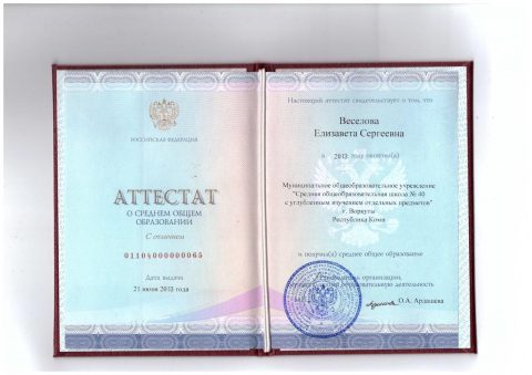 Документ преподавателя Веселова Елизавета Сергеевна