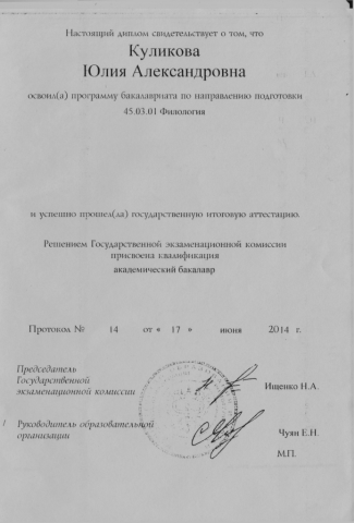 Документ преподавателя Куликова Юлия Александровна
