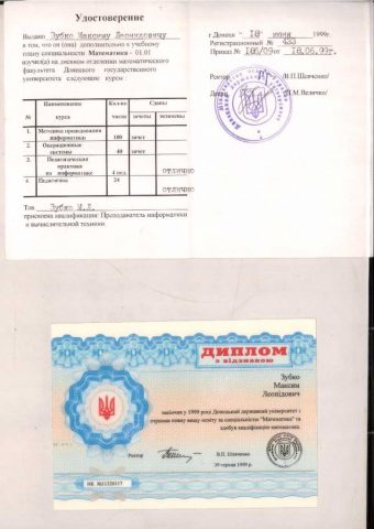 Документ преподавателя Зубко Максим Леонидович