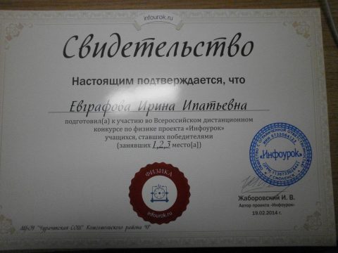 Документ преподавателя Евграфова Ирина Ипатьевна