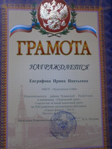 Документ преподавателя Евграфова Ирина Ипатьевна
