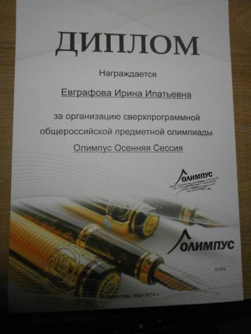 Документ преподавателя Евграфова Ирина Ипатьевна