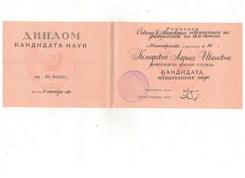 Документ преподавателя Комарова Лариса Ивановна