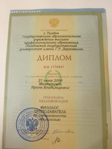 Документ преподавателя Люлихина Ирина Владимировна