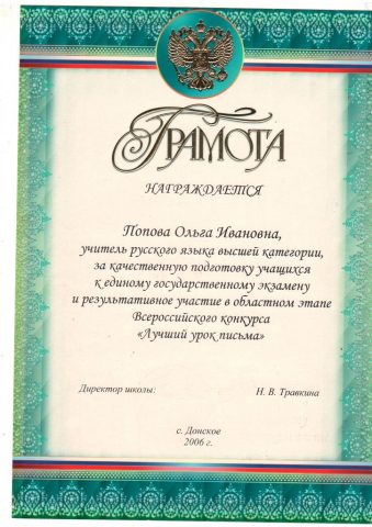 Документ преподавателя Попова Ольга Ивановна