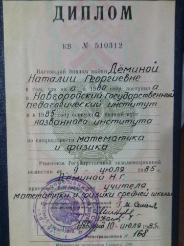 Документ преподавателя Демина Наталия Георгиевна