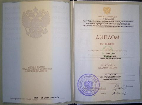 Документ преподавателя Гайдаренко Анна   Владимировна