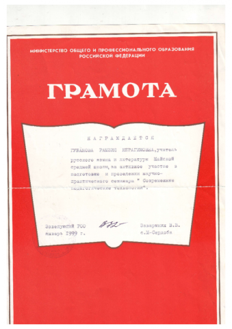 Документ преподавателя Губанова Рямзия Ибрагимовна