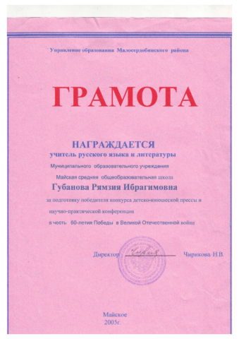 Документ преподавателя Губанова Рямзия Ибрагимовна
