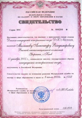 Документ преподавателя Малышев Александр Владимирович