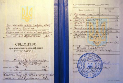 Документ преподавателя Малышев Александр Владимирович