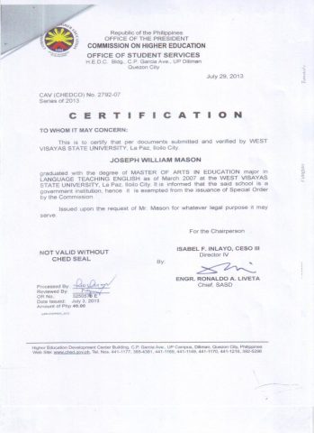 Документ преподавателя Mason Joseph William
