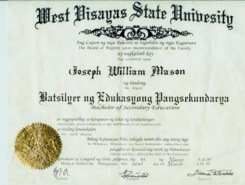 Документ преподавателя Mason Joseph William