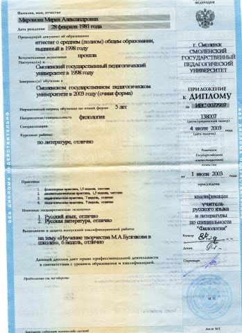 Документ преподавателя Миронова Мария Александровна