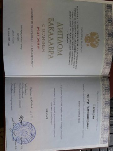 Документ преподавателя Гаспарян Артур Александрович