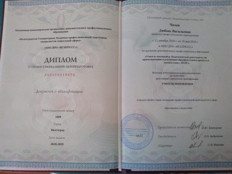 Документ преподавателя Чалая Любовь Васильевна