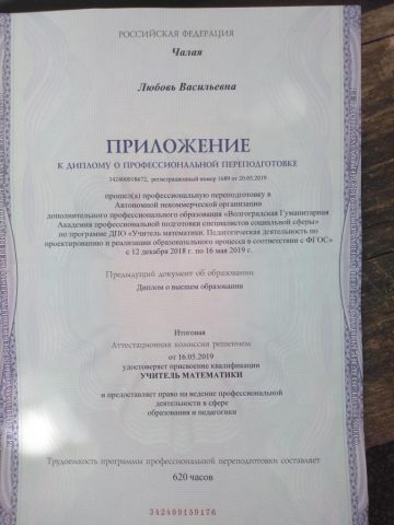 Документ преподавателя Чалая Любовь Васильевна